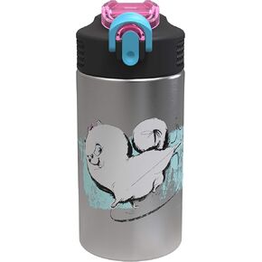 Zak Designs The Secret Life of Pets 2 - Stainless Steel Water Bottle with One Hand Operation Action Lid and Built-in Carrying Loop, Water Bottle with Straw is Perfect for Kids(15.5 oz, 18/8,BPA-Free)