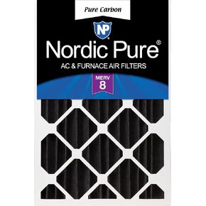 Nordic Pure 16x25x4 (15 1/2 x 24 1/2 x 3 5/8) Pure Carbon Pleated Odor Reduction Merv 8 Furnace Filter 1 Pack
