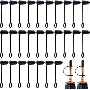 PAGOW 30pcs Liquor Bottle Covers with Loop, Oil Bottle Toppers for Liquor, Rubber Bottle Caps, Pour Dispenser Spout Dust Covers for Liquor, Liquid, Wine Clubs, Bars
