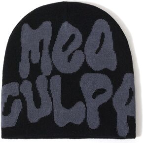 Beanie Y2k Hat Acrylic Knit Skull Cap MEA Culpa Graphic Beanies Design Winter Warm Hats for Women Men