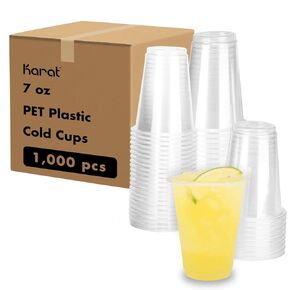 Karat [1000 ct] 7oz Plastic Cups, Clear Disposable Cold Cup for Iced Coffee, Smoothies, and More, 74mm (C-KC7)
