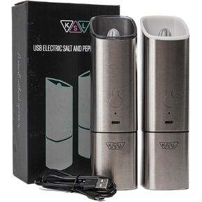KSL Gravity Electric Salt and Pepper Grinder Set, USB Rechargeable, Automatic 1 Click Grinding 1 Hand Operated Adjustable Coarseness Pepper Mill