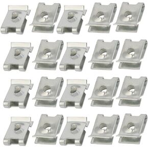 uxcell Fit M4/ST4.2 Screw 65Mn Spring Steel U Nut Silver Tone 17mm x 11mm 20pcs