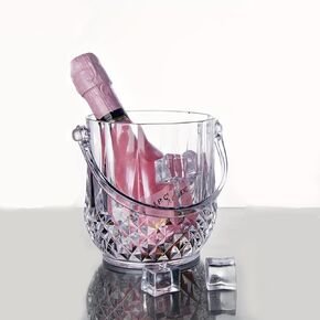 Jerliflyer 1150ml Acrylic ice Bucket,Crystal binaural Small ice Bucket, Clear Beverage Cocktail bar with Handle for KTV Bar Parties use（1pcs）