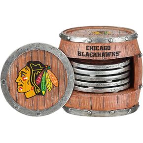 FOCO Chicago Blackhawks NHL 5 Pack Barrel Coasters