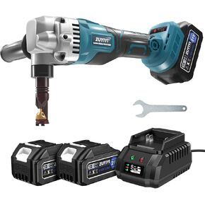 Cordless Nibbler Metal Cutter, 1900RPM Power Sheet Metal Nibbler, 21V Electric Metal Shears with 2×3.0Ah Battery, Brushless Nibblers for Cutting Stainless Steel, Aluminum, Plastic, Wood Board