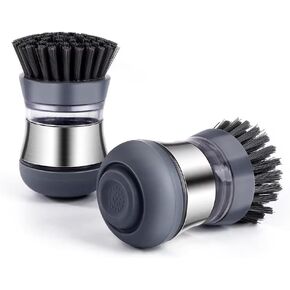 Stainless Steel Kitchen Soap Dispensing Dish Scrubber - Palm Brush for House Cleaning - Durable and Efficient Cleaning Tool (Pack of 12) (Regular, 1, Count)