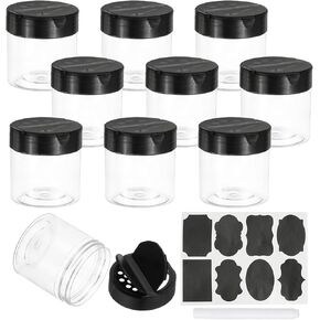 PATIKIL 4.7oz Plastic Spice Jars with Shaker Lids, 10 Pcs Refillable Empty Seasoning Containers Bottle with Label Marker Pen for Storing Spice Salt Herbs Powders Condiment, Clear