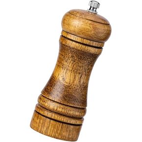 Manual Wooden Pepper Mills Shaker Salt and Pepper Grinders Set Adjustable Coarseness Pepper Mill Refillable Salt Grinder with Ceramic Rotor Retro Color