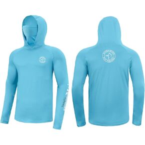 Kingfisher UPF 50+ Fishing Shirts for Men Long Sleeve UV Sun Protection Hoodie with Mask Outdoor Hiking Shirts