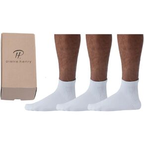 Pierre Henry Sports Mens Ankle Socks | Mens White Socks, 100% cotton socks for Men | US Mens Shoe 7-11