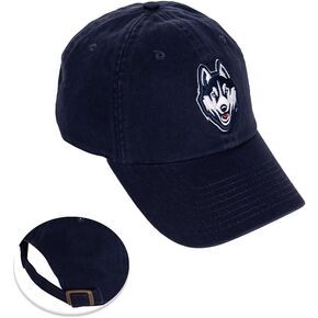 Desert Cactus University of Connecticut UConn Baseball Hat Huskies Brimmed Embroirderd Hats Cap Adjustable Cloth Strap Adult (Style B1) Blue