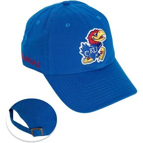 Desert Cactus University of Kansas Baseball Hat Jayhawks KU Brimmed Embroirderd Hats Cap Adjustable Cloth Strap Adult (Style E1) Blue
