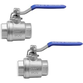 3/4" NPT Female 304 Stainless Steel Full Port Ball Valve with Blue Vinyl Handle 1000 WOG 2PCS (3/4 inch)