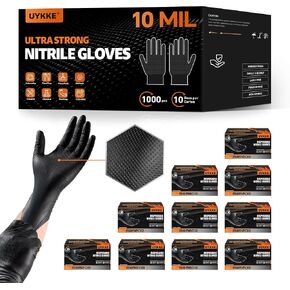 10 Mil Nitrile Gloves HEAVY DUTY Disposable Gloves Industrial Mechanic Gloves with Raised Diamond Texture Rubber Gloves
