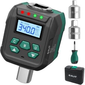 1/2" Drive Digital Torque Adapter (12.5-250.7 ft-lb) with Buzzer and LED Flash Notification, 1/4" & 3/8 Adapters - Torque Calibration Tool for Automotive Repair