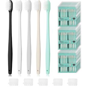 Disposable Toothbrush, Toothbrush Bulk, Individually Packaged, Tooth Brush Pack with Protective Toothbrush Cover, Soft Bristles, 5 Color Matching, Better Cleaning Effect (PACK-30)