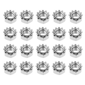 Yinpecly 1/4-20 K-Lock Nuts with External Tooth Washer 304 Stainless Steel Hex Nut Kep Hex Head Lock Nut for Low-Load Assemblies Silver Tone 20pcs