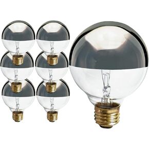 Satco (6 Pack S3862 120-Volt 60-Watt G25 Medium Base Light Bulb, Silver Crown