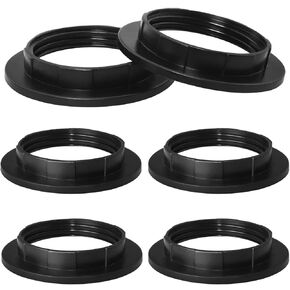 E26 Socket Ring LUORNG 6PCS E26 /E27 Black Light Socket Ring, Lock Socket Replacement for Standard Base Threaded Lamp Holder, Bulbs Retro Pendant Lamp Holder,Lamp Shade Collar Rings