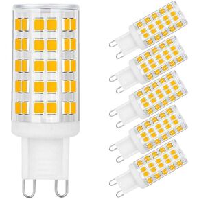 G9 LED Bulbs Dimmable 6W (60W Halogen Bulb Equivalent), Warm White 3000K, 110V-130V, 600LM Bi Pin for Home Lighting, 6 Packs