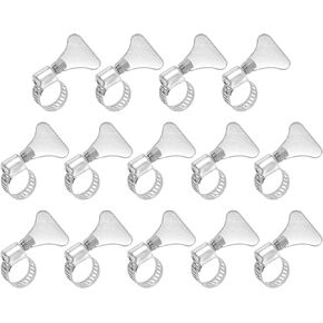 uxcell 14Pcs Stainless Steel Hose Clamps Worm Gear Hose Clamp, 8-12mm (1/4"to 1/2") Adjustable Thumb Screw Key Type Clamps Fuel Line Clamps 8mm Bandwidth for Plumbing, Automotive