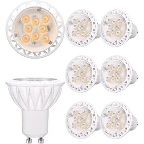Dimmable GU10 LED Light Bulb, 5W 50W Equivalent, Neutral White, Standard Base, Pack of 6 - Ideal Replacement for Recessed and Track Lighting.