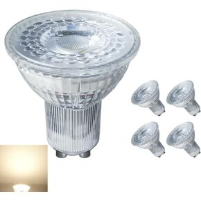 GU10 LED Light Bulb 5W Soft Warm White 3000K 400LM AC 85-265V NO Flicker Imitation Glass Cover 120 Degrees Wide Angle Non-Dimmable 40W Equivalent, for Ceiling Recessed Spotlight Lighting, 4-Pack