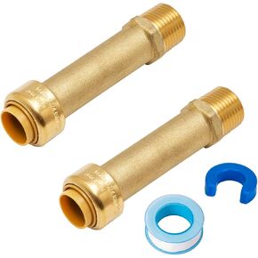 SUNGATOR 1/2 Inch Slip Male Adapter, Fatest Way for Emergency Repair, No Lead Brass Push-to-Connect Plumbing Fittings for PEX Pipe, Copper, CPVC, with 1 Disconnect Clip and 1 Sealing Tape, Pack of 2