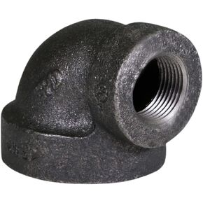 CTF349H 1-1/2" x 3/4" Cast Iron Threaded 90 Degree Reducing Street Elbow for Industrial Piping or DIY Projects with Black Finish