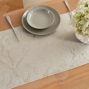 LINENZONE 72 Inch Velvet Table Runner. 6 Foot Silver Table Runner with 2 Tassels. Boho Table Runner for Perfect Boho Kitchen Decor or Wedding Table Runner for Wedding Decor. (Iris 16 x 72, Silver)