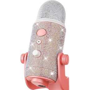 ZealSound Blue Yeti Sticker Bling Glitter,Rhinestone Crystal Diamond Sticker Bling DIY Decoration,Shiny Skin Screen Shild Cover Compatible with Blue Yeti and Yeti Pro Microphones Microphone(Silver)