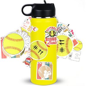 Softball Gifts for Girls,Softball Water Bottle and 50PCS Stickers Accessories Stuff for Player Lovers(18OZ)