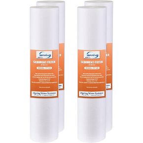 iSpring FP120X4 10"x2.5" Universal Sediment Water Filter Replacement Cartridges, 20 Micron Multi-layer Sediment Filter, 4 Pack