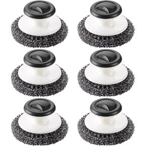 6 Pack Stainless Steel Scrubber with Handle,Stainless Steel Scrubbing Brushes Cleaning Supplies for Pots, Pans, Grills, Sink(Black of 6)