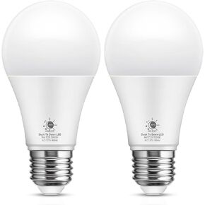 LOHAS Dusk to Dawn Light Bulbs Outdoor, Light Sensor Bulb 60W Equivalent, A19 LED Bulb Daylight 5000K, 9W Photocell Sensor LED, 900LM Auto On/Off Porch Light, E26 Base for Garage, 2Pack in Saudi Arabia