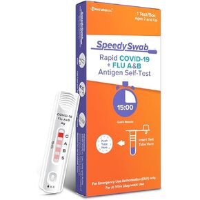 Quick 15 mins Flu A/B and Covid-19 Test 1 Pack Results in 15 mins - Rapid Antigen Self-Test for Quick, Accurate Results at Home (1 Pack, 1 Tests)