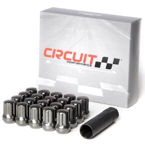 Circuit Performance Spline Drive Tuner Acorn Lug Nuts Hyper Black 14x1.5 Forged Steel (20pc + Tool) Compatible with Dodge Challenger Charger