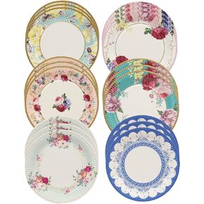 Talking Tables Afternoon Tea Vintage Floral Paper Plates | 24 Count (1 Pack) | Truly Scrumptious | for Birthday Party, Baby Shower, Wedding Hen Party and Anniversary, Disposable Tableware - Size 9'