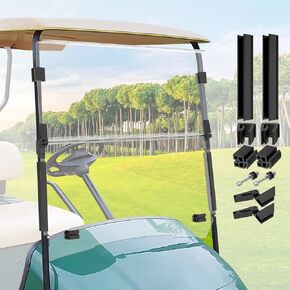 EZGO Golf Cart Windshield-Fold Down Windshield Anti-Impact Resistant, EZGO Windshield with Windshield Clips and Screws, Fits 1995-2013 EZGO TXT, DCS, PDS Electric and Gas Golf Carts