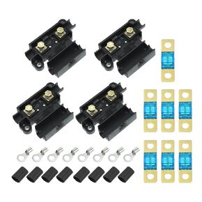X AUTOHAUX 60A Fuse Kit 4 ANS Holders 7 x 60 AMP Fuses 8 x Heat Shrinks 8 x Cable Lugs for Car Dual Battery