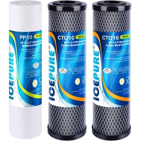 ICEPURE 10" x 2.5" Reverse Osmosis System Bottom 1-3 Stage Filter, Replacement for APEC Water System Filter Model ROES-50 ROES-PH75 RO-90 RO-Hi, ISpring RCC7AK US31 RCC7, Express ROALK5D RO5DX, 3PACK