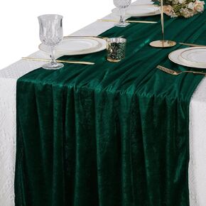 Emerald Green Velvet Table Runner 29x120 بوصة الربيع طاولة عداء النسيج المخملي الناعم لحفل الزفاف ديكورات عيد الفصح