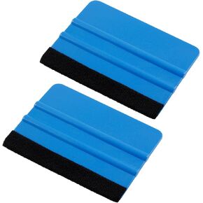 4 Inch Plastic Felt Edge Squeegee Tool Vinyl Squeegee for Window Tint, Wallpaper, Decal Sticker, Blue, 2Pcs