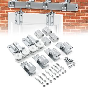 Pasimy Box Rail Hanger Kit Heavy Duty Exterior Barn Door Hardware Sliding Hanger Barn Door Wall Mount Rail Bracket 450lb Galvanized Steel Barn Door Hardware Kit for DIY Indoor and Exterior Garage Door