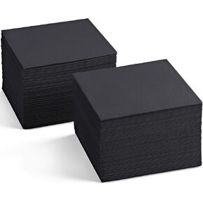 Disposable Linen-Feel Black Napkins, 6.5" x 6.5" Paper Napkins For Wedding, Party, Dinner Or Holiday (100 Pack)