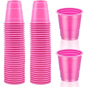 30 Pcs Disposable 2oz Shot Glasses Plastic Cups for Wedding, Graduation Party, Beer Sample Taste Serving, Birthday (Entire Hot Pink)