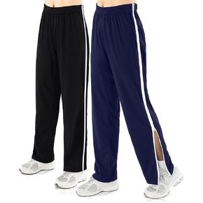 2 Pack Men's Post Surgery Pants Tear Away Basketball Sweatpants 2 Side Zippers off Full Open Sweatpant with Pockets
