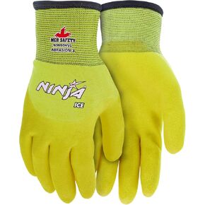 MCR Safety Gloves N9690HV Ninja Ice Hi-Visibility 15 Gauge Nylon Insulated Cold Weather Gloves