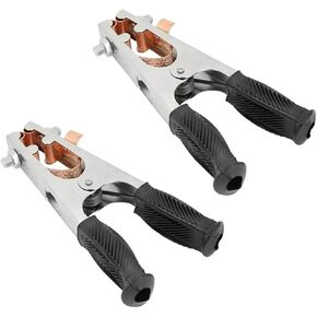 2pcs 300A/500A/800A Earth Ground Cable Clip Clamp Welding Manual Welder Electrode Holder Welding Processing Ground Clamp Professional Tools (300A With holster), Silver